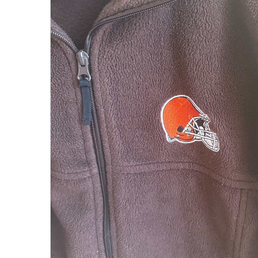 Vintage Reebok NFL Cleveland Browns Fleece Zip Jacket Brown Youth‎ M 10-12 - Picture 3 of 8